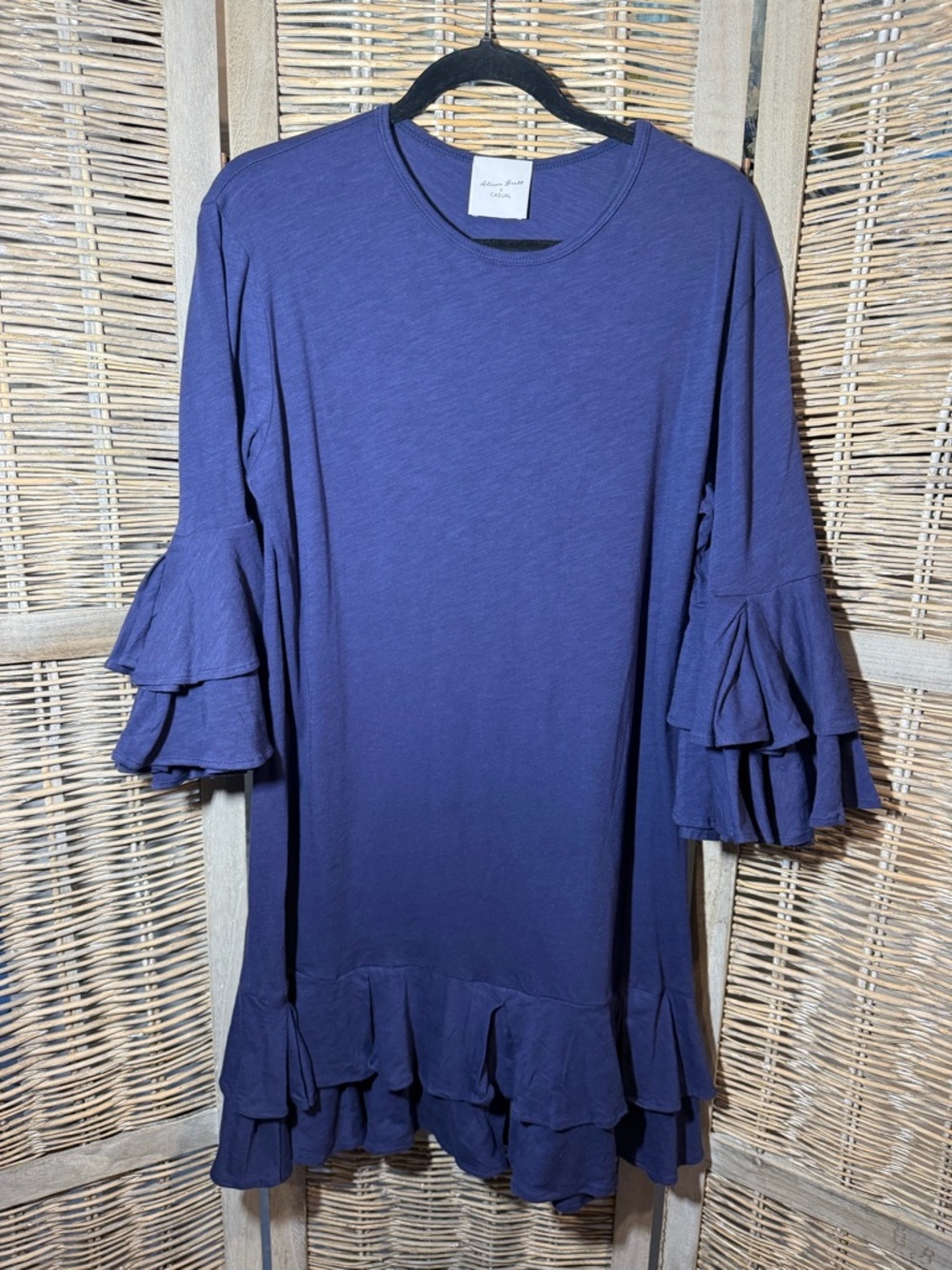 Alison Brett x Casual Navy Ruffle Sleeve Mini Dress - size Medium